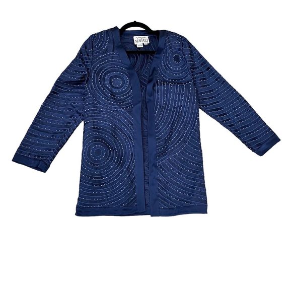 Gazzelle Ciampi Magali Evenings Silk Blue Beaded Circular Pattern Women's Medium - Picture 1 of 9